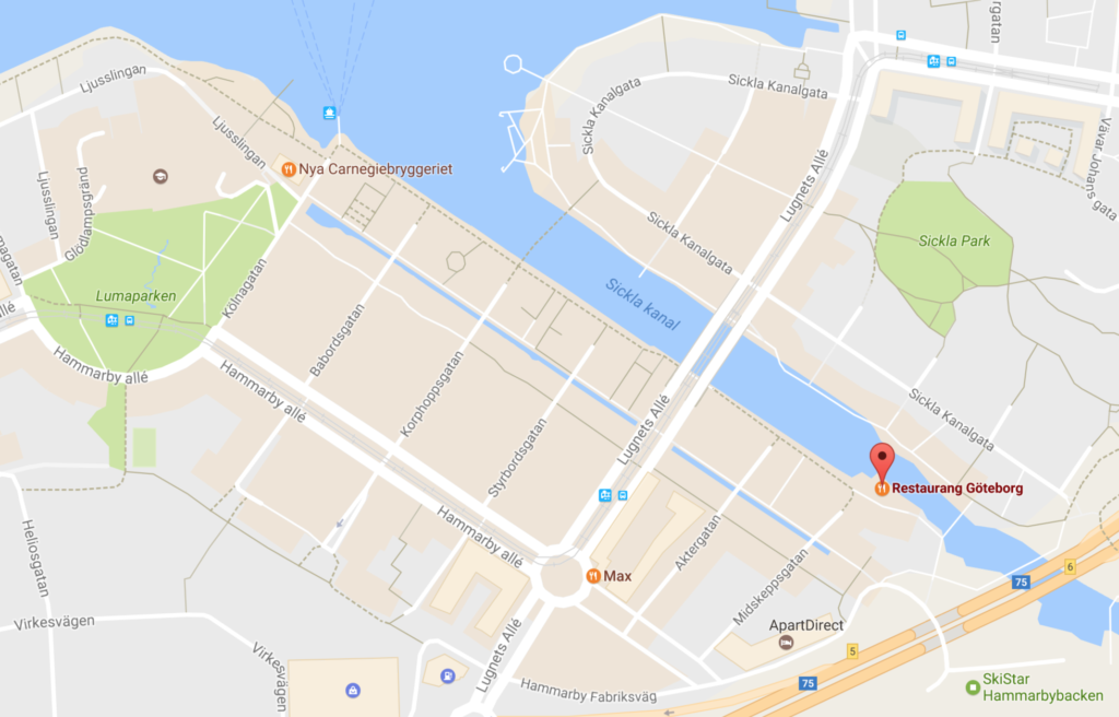 Carte Google, restaurant Göteborg