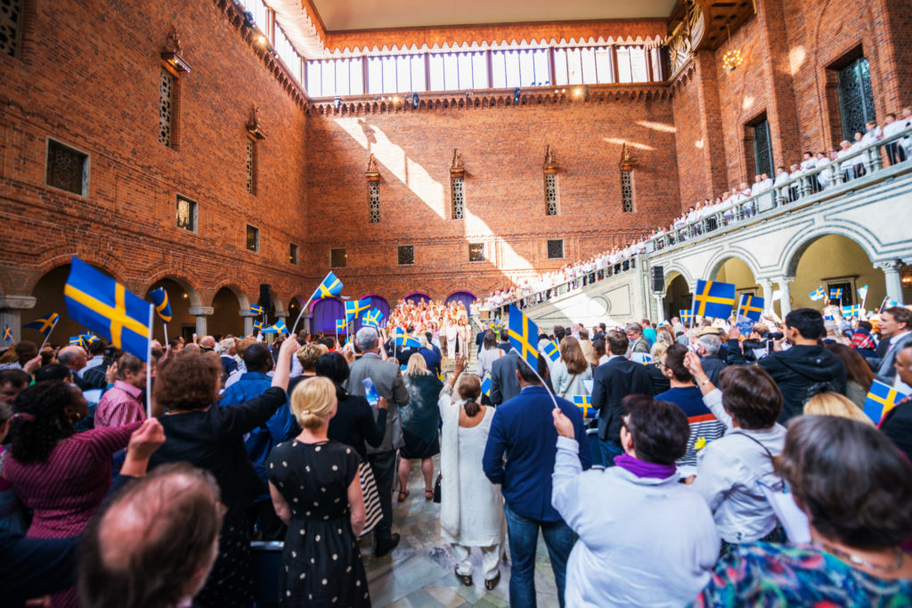 Cérémonie d'accueil des nouveaux Suédois à l'hôtel de ville de Stockholm