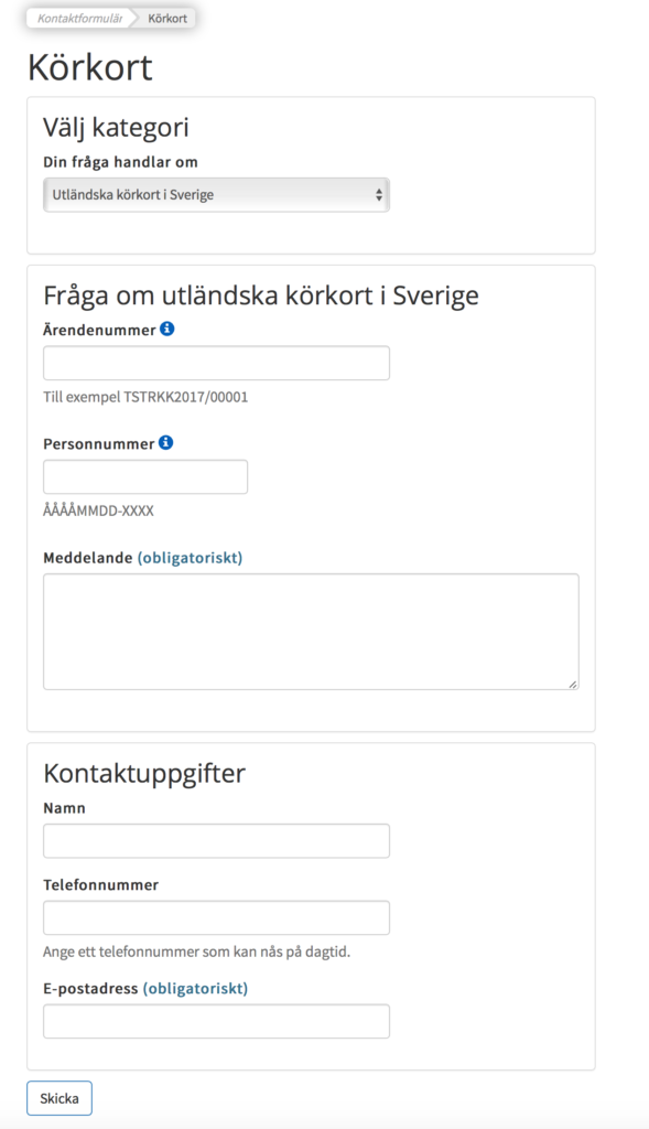 Envoyer un e-mail à Transportstyrelsen