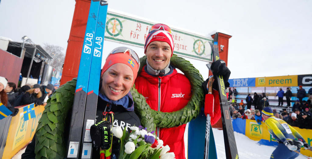 Les gagnants de la Vasaloppet 2018: Lina Korsgren et Andreas Nygaard