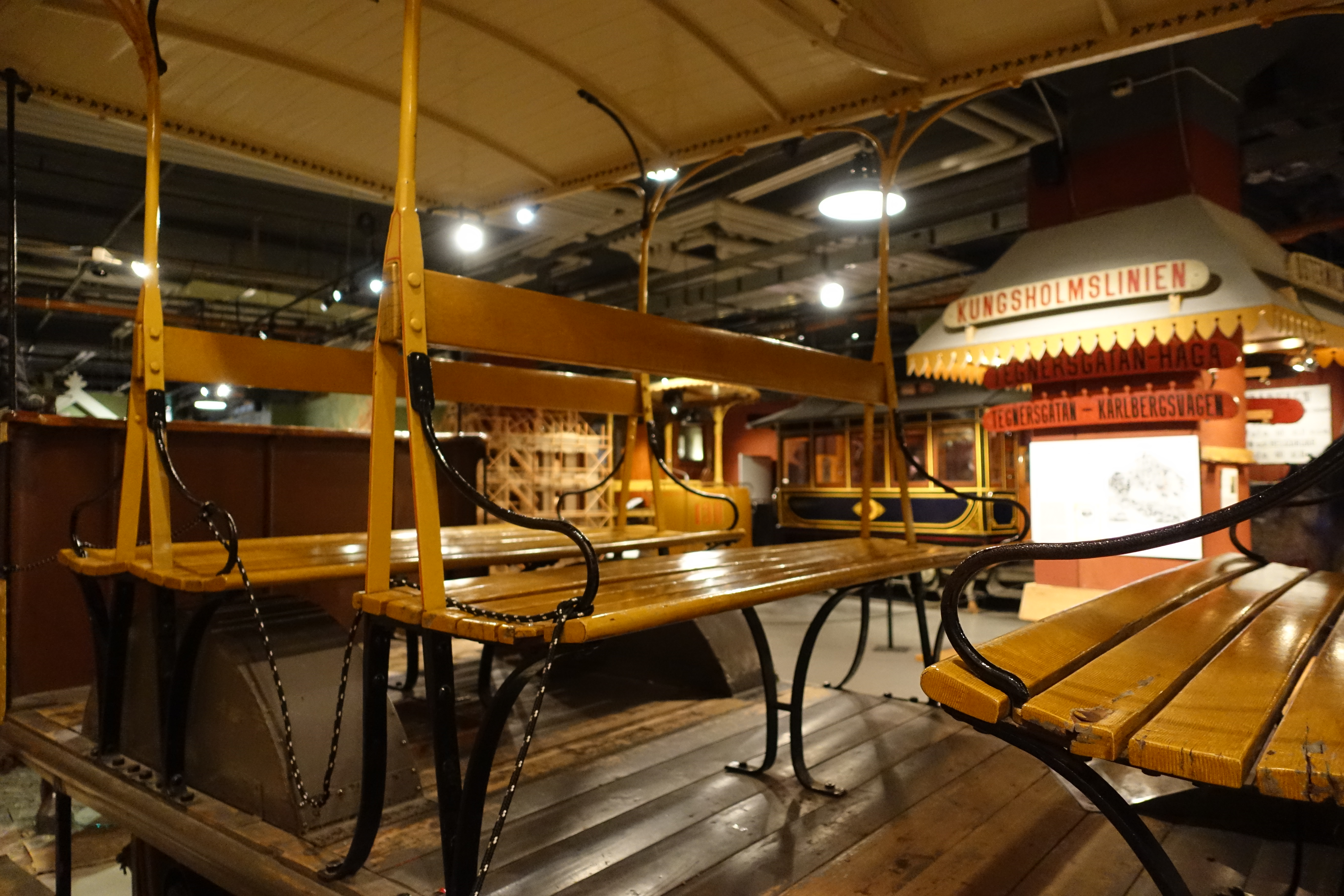 Anciens wagons de tramway à Spårvägsmuseet