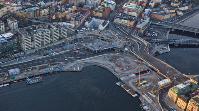 Vue aérienne de Slussen 2017