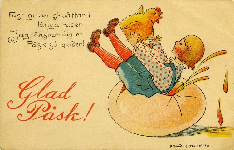 Carte de Pâques dessinée par Sigrid Sundius (1881-1961)