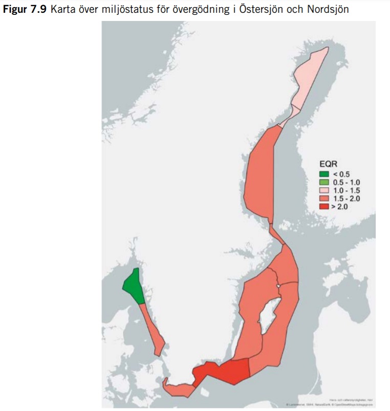Zones d'eutrophisation sur les côtes suédoises