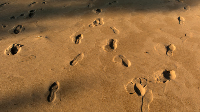 Empreintes de pieds dans le sable